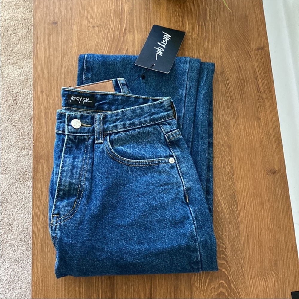 Nasty Gal - Slit’s Now Or Never High Waisted Jean Dark Blue - Picture 1 of 8